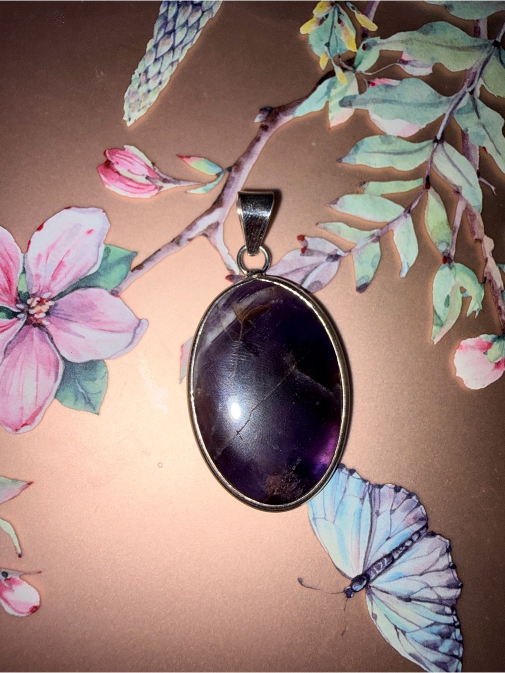 Sterling Silver Amethyst Oval Pendant